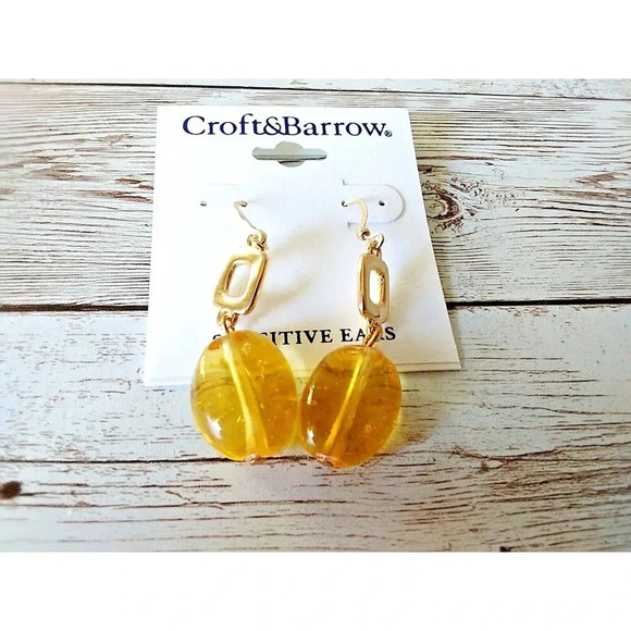Golden Orange Acrylic Drop Earrings by Croft & Barrow - Picture 1 of 3